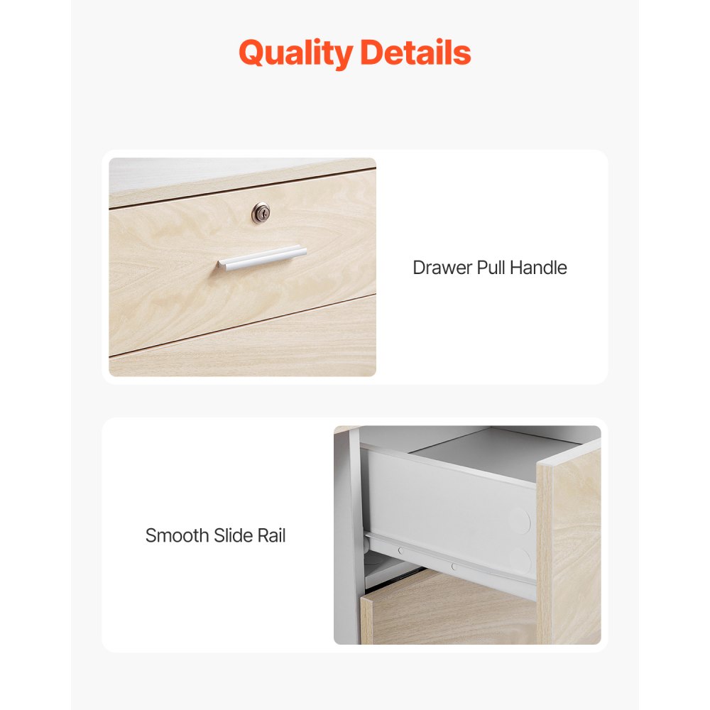 VEVOR Reception Desk, 55 Inch Rectangular Front Counter Table, Office Reception Counter with Lockable Drawer and Storage Cabinet, for Checkout, Lobby, Beauty Salon and Office, Natural