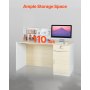 VEVOR Reception Desk, 55 Inch Rectangular Front Counter Table, Office Reception Counter with Lockable Drawer and Storage Cabinet, for Checkout, Lobby, Beauty Salon and Office, Natural