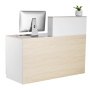 VEVOR Reception Desk, 55 Inch Rectangular Front Counter Table, Office Reception Counter with Lockable Drawer and Storage Cabinet, for Checkout, Lobby, Beauty Salon and Office, Natural