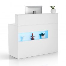 Reception Desk Rectangular Front Counter Table 47.24 in White Office Table