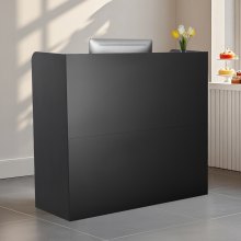 VEVOR Reception Desk Rectangular Front Counter Table 120 cm Black Office Table