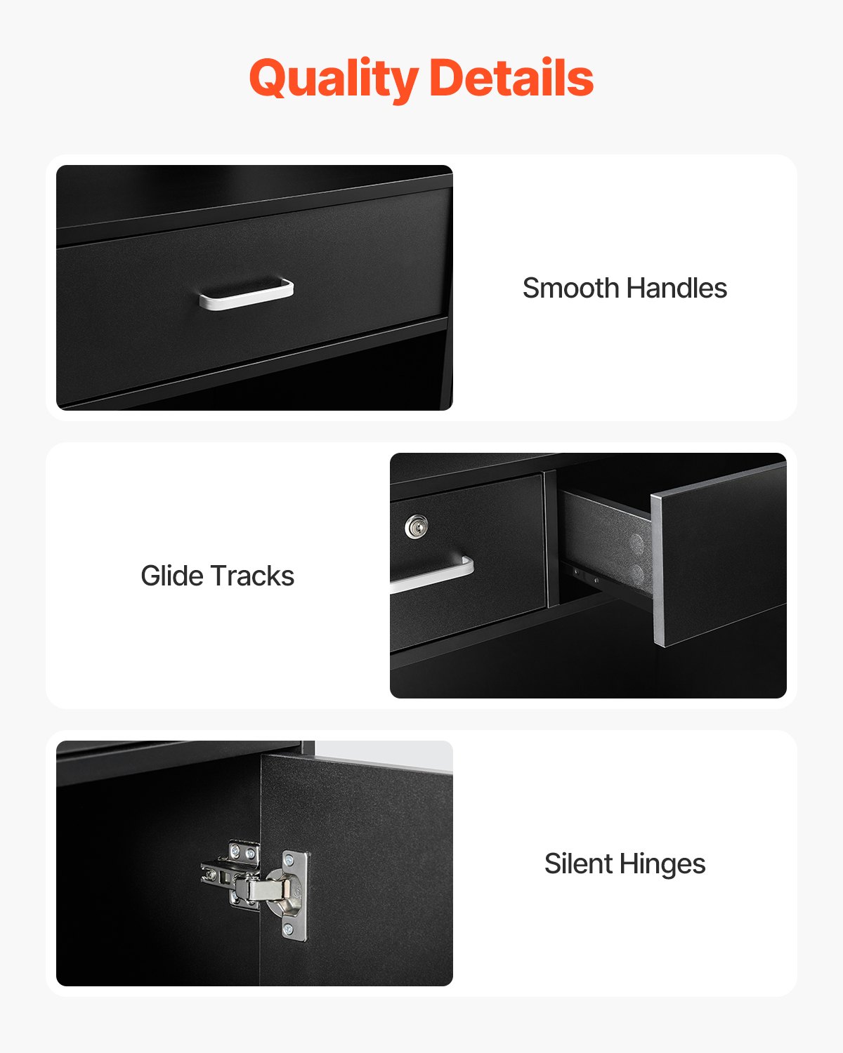 VEVOR Reception Desk Rectangular Front Counter Table 47.24 in Black Office Table