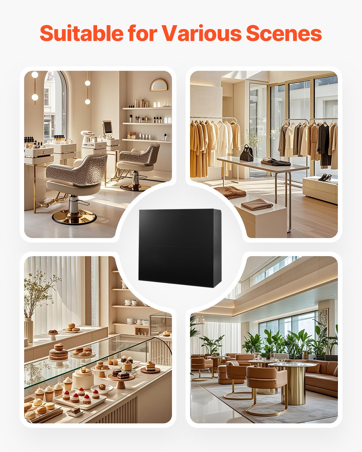 Mostrador de recepción VEVOR, mesa rectangular frontal de 119 cm, mostrador de recepción de oficina con cajón con cerradura y armario de almacenamiento, para caja, vestíbulo, salón de belleza y oficina, color negro