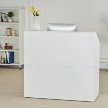 VEVOR Reception Desk Rectangular Front Counter Table 46.46 in White Office Table