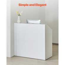 Reception Desk Rectangular Front Counter Table 46.46 in White Office Table