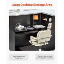 Reception Desk L-Shaped Front Counter Table 55.12 in Black Office Table