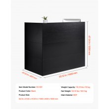 VEVOR Reception Desk L-Shaped Front Counter Table 140 cm Black Office Table