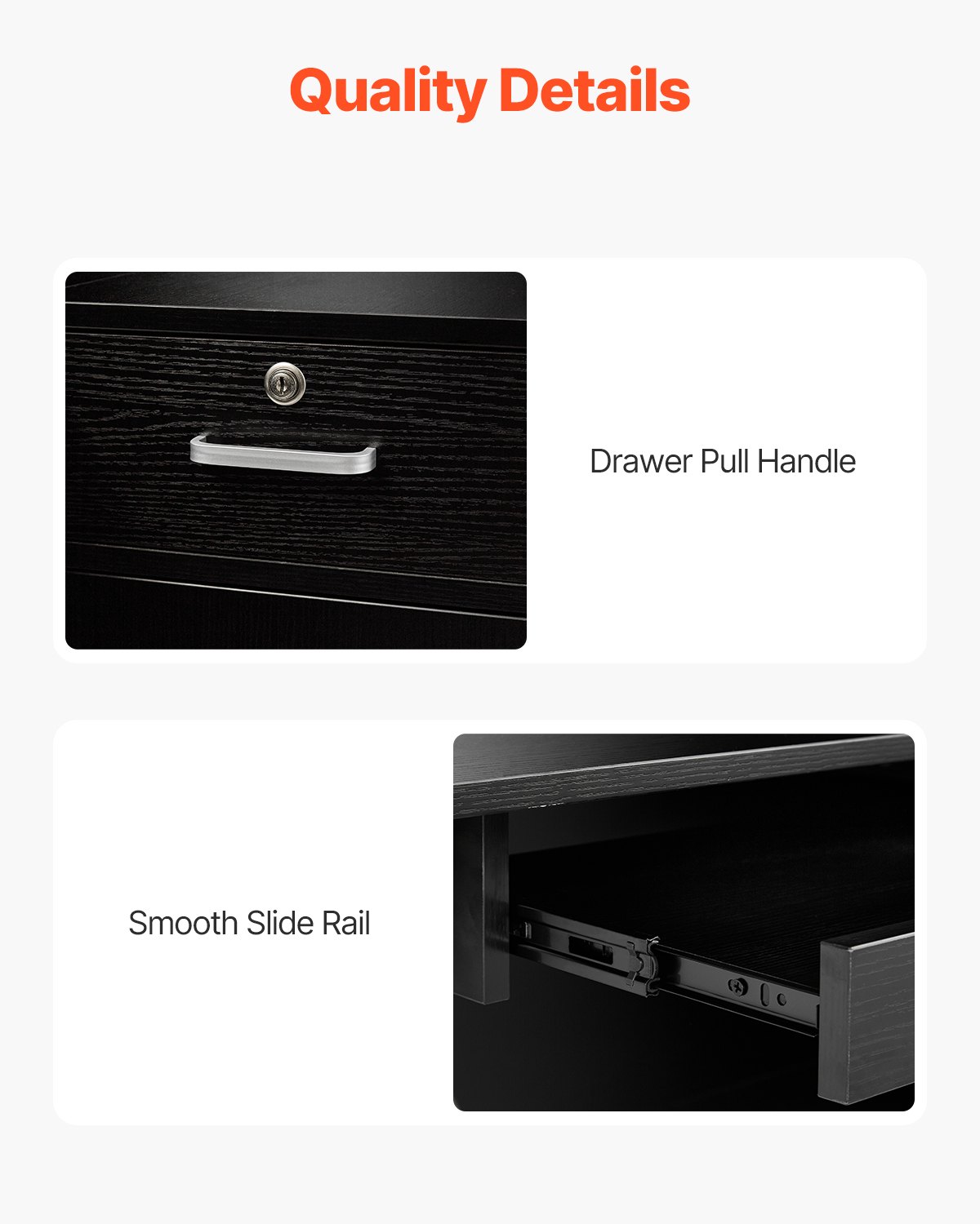 VEVOR Reception Desk, 55.12 x 31.50 x 47.24 in  L-Shaped Front Counter Table, Office Reception Counter with Drawer Keyboard Tray and Storage Cabinet, for Checkout, Lobby, Beauty Salon & Office, Black