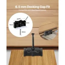 250PCS Hidden Deck Fasteners for Composite Decking Universal T Clips Black