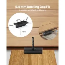 500PCS Hidden Deck Fasteners for Composite Decking Universal Clips Black
