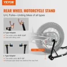 VEVOR Motorcycle Rear Wheel Stand, with U + L Fork Swingarm Spool, 850 lbs Capacity Heavy Duty Rear Wheel Stand Motorcycle Lift Jack Stand, for Suzuki Yamaha Honda Kawasaki, Black