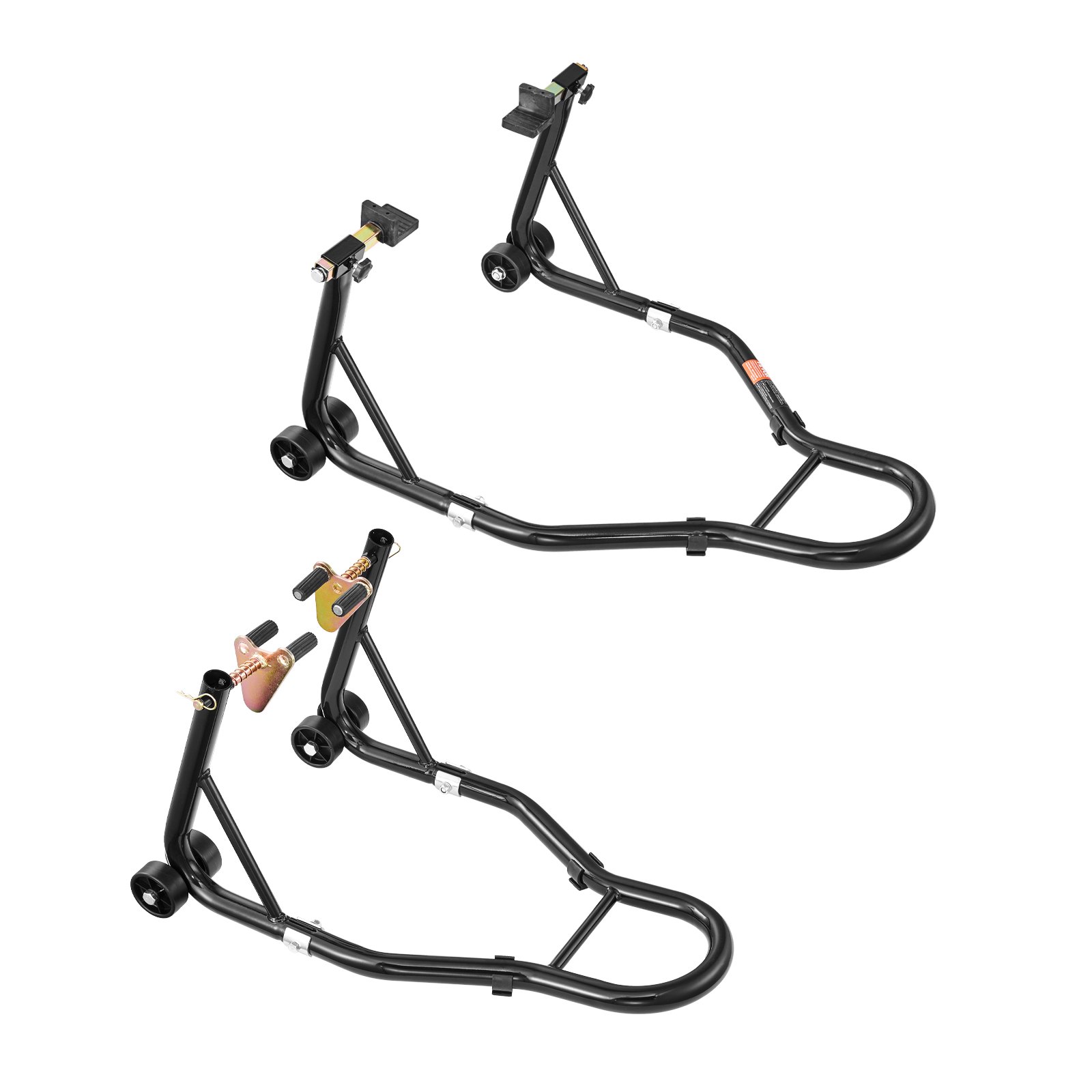 VEVOR Motorcycle Stand Lift, 1100lbs Capacity Front Rear Combo Stand Lift, Front Wheel Dual-Fork Stand, Rear U+L Fork Swingarm Spool Stand, for Most Yamaha Honda Kawasaki Suzuki Motorcycles, Black