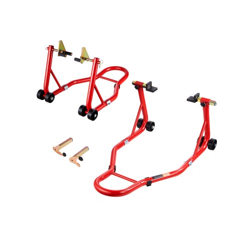 Motorcycle Front & Rear Stand Lift 850 lbs Spoolift Paddock Swingarm Arm Red