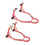 VEVOR Motorcycle Stand Lift, 850lbs Capacity Front Rear Combo Stand Lift, Front Wheel Dual-Fork Stand, Rear U+L Fork Swingarm Spool Stand, for Most Yamaha Honda Kawasaki Suzuki Motorcycles, Red
