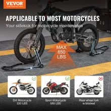 VEVOR Motorcycle Stand Lift, 0.39 Tons Front Rear Combo Stand Lift Stand, Front and Rear Wheel Fork Stand, U+L Fork Swingarm Spool, Compatible with Most Yamaha Honda Kawasaki Suzuki Motorcycles, Black