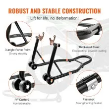 VEVOR Motorcycle Stand Lift, 0.39 Tons Front Rear Combo Stand Lift Stand, Front and Rear Wheel Fork Stand, U+L Fork Swingarm Spool, Compatible with Most Yamaha Honda Kawasaki Suzuki Motorcycles, Black