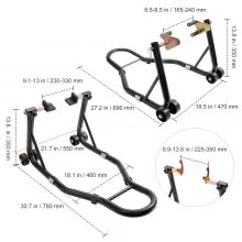 VEVOR Motorcycle Stand Lift, 0.39 Tons Front Rear Combo Stand Lift Stand, Front and Rear Wheel Fork Stand, U+L Fork Swingarm Spool, Compatible with Most Yamaha Honda Kawasaki Suzuki Motorcycles, Black