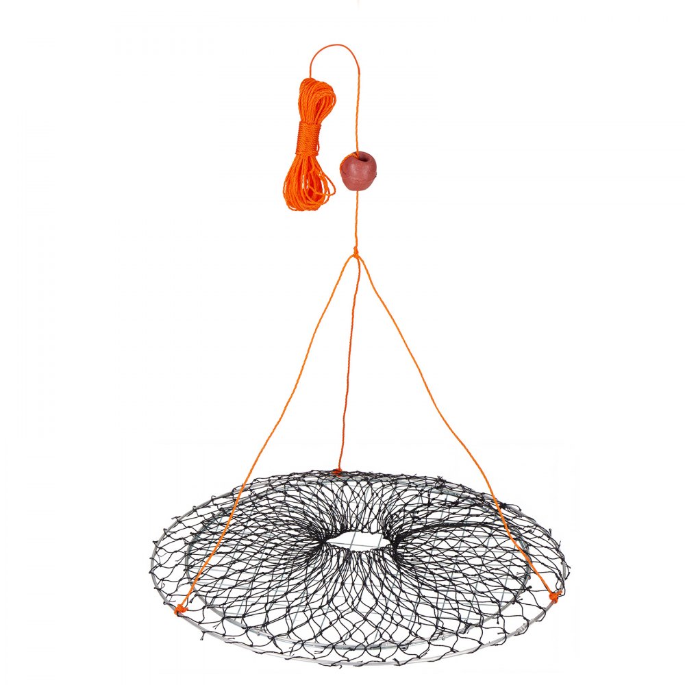 VEVOR Double Ring Crab Trap, 24 inch Top, 20 inch Bottom, Two Rings Crab Kit, Foldable Fishing Net with Gauge, 60 ft Rope, Wire Grid Bottom, Rock and Blue Crab, Dock & Pier Crabbing, 2 Set