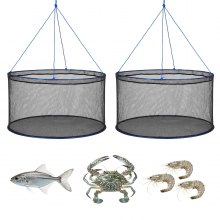 VEVOR Foldable Fishing Net, Landing Fishing Pier Nets, Portable Drop Net for Pulling up Fish, Durable and Fish-friendly, with Rope and Storage Bag, for Minnows, Crawfish, Shrimp, Crab