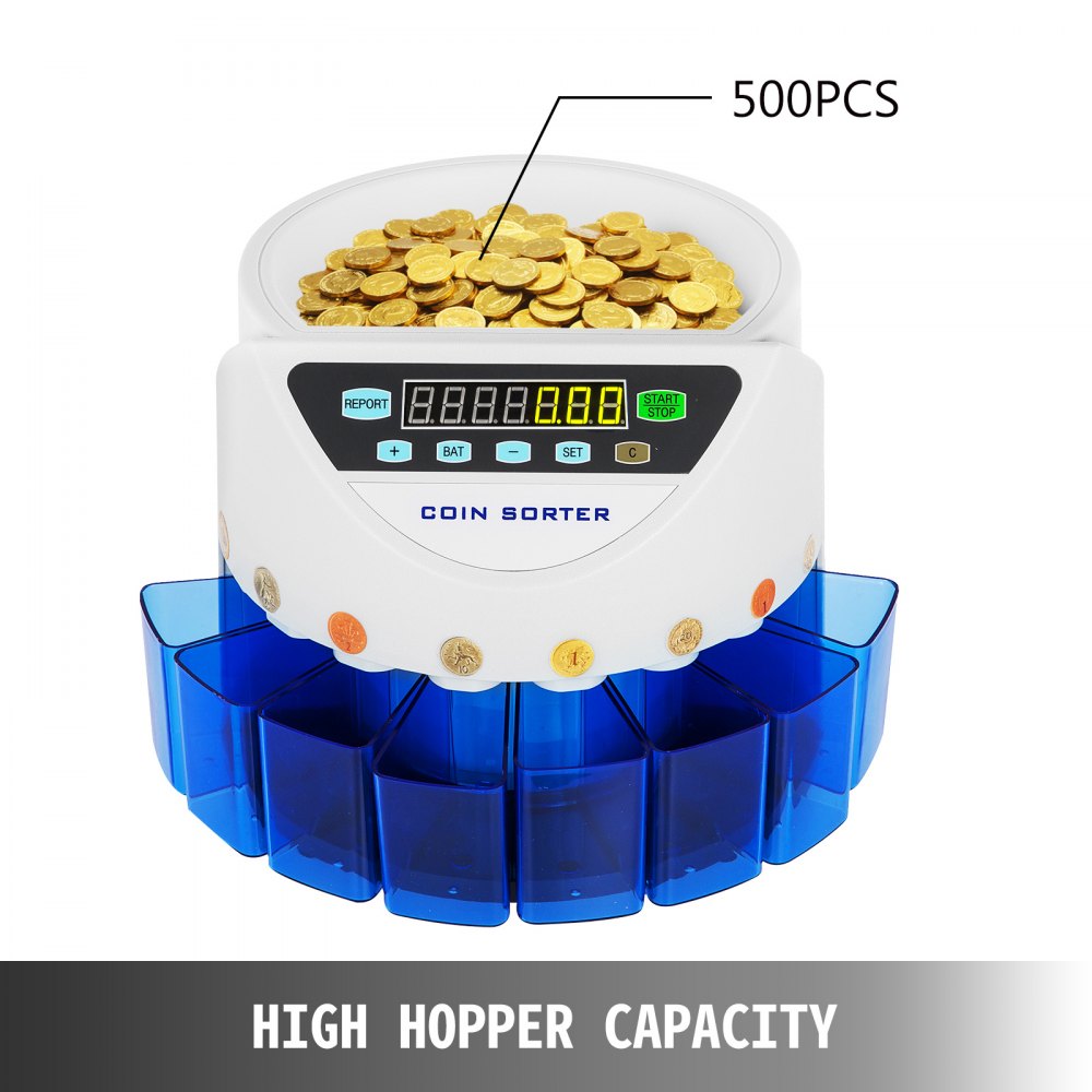 Automatic Electronic Coin Counter Sorter Counting Machine Max. 500 Coins