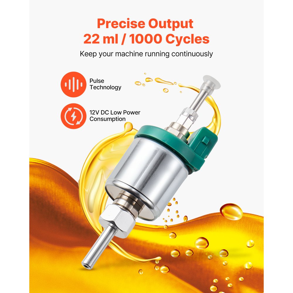 VEVOR Diesel Heater Fuel Pump, 12V DC Car Air Heater Diesel Fuel Dosing Pump, 22ML Aluminum Air Diesels Parking Heaters Pumps Fits for 2KW 5KW 8KW Diesels Heaters, Quiet Design, Pulse Technology