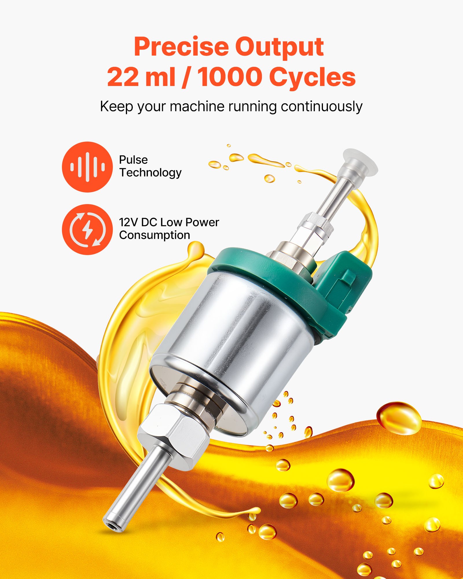 VEVOR Diesel Heater Fuel Pump, 12V DC Car Air Heater Diesel Fuel Dosing Pump, 22ML Aluminum Air Diesels Parking Heaters Pumps Fits for 2KW 5KW 8KW Diesels Heaters, Quiet Design, Pulse Technology