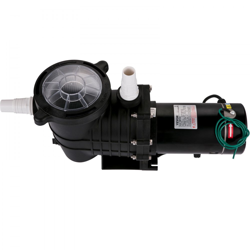 VEVOR 1HP Swimming Pool Pump, Dual Voltage 110V/220V, Circulates 5544GPH for Efficient Water Movement Above Pools, Includes Strainer Basket & Two 1-1/2'' NPT Connectors