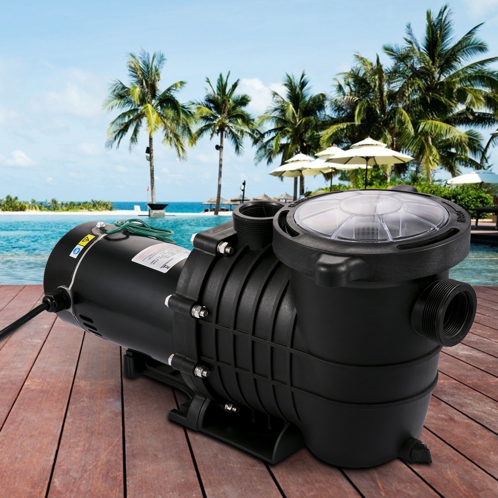 VEVOR 1HP Swimming Pool Pump, Dual Voltage 110V/220V, Circulates 5544GPH for Efficient Water Movement Above Pools, Includes Strainer Basket & Two 1-1/2'' NPT Connectors
