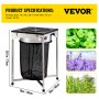 VEVOR Bud Leaf Trimmer, 18 inch Adjustable 3 Speed 110 V, Electric Hydroponic Dry or Wet Trimming Machine w/Sharp Stainless Steel Blades & Hand Pruner, Twisted Spin Cut for Herbs, Leaves, Black