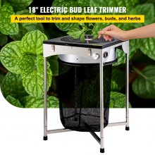 VEVOR Bud Leaf Trimmer, 18 inch Adjustable 3 Speed 110 V, Electric Hydroponic Dry or Wet Trimming Machine w/Sharp Stainless Steel Blades & Hand Pruner, Twisted Spin Cut for Herbs, Leaves, Black