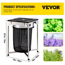 VEVOR Bud Leaf Trimmer, 18 inch Adjustable 3 Speed 110 V, Electric Hydroponic Dry or Wet Trimming Machine w/Sharp Stainless Steel Blades & Hand Pruner, Twisted Spin Cut for Herbs, Leaves, Black