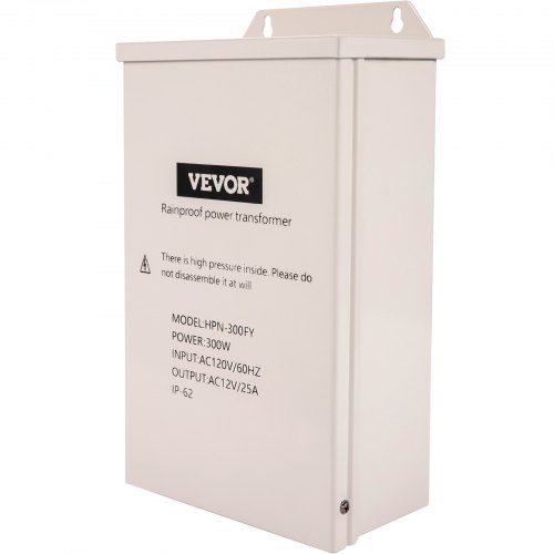VEVOR Pool Light Transformer, 300 Watt Outdoor Landscape Lighting Transformer, 12V AC Pool Light Transformer, Pool/Spa/Landscape Lighting, Spotlight, Pathway Light, LED Compatible, Weatherproof
