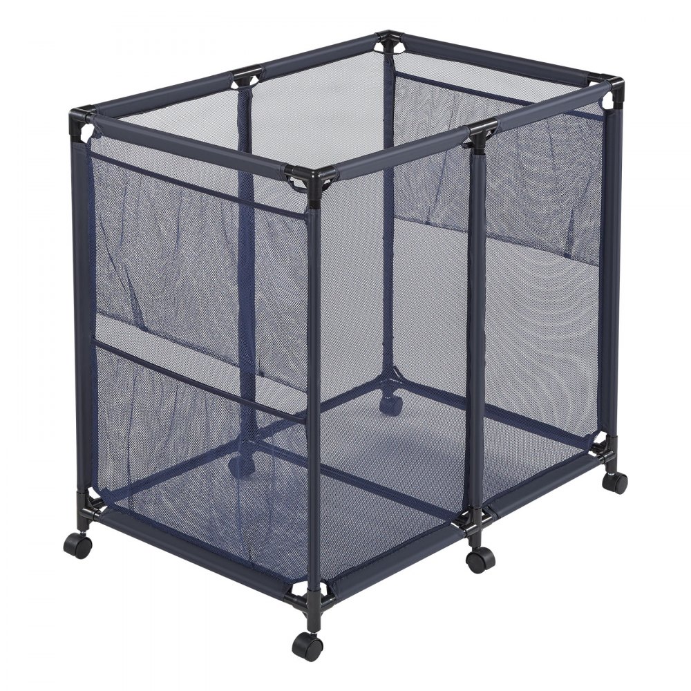 VEVOR Pool Storage Bin, 93.5 x 61 x 90.4 cm, Rolling Pool Float Storage Organizer with Side Pockets & Casters, Heavy Duty Metal Frame, Poolside Toys Noodles Holder Mesh Basket for Swimming Pools