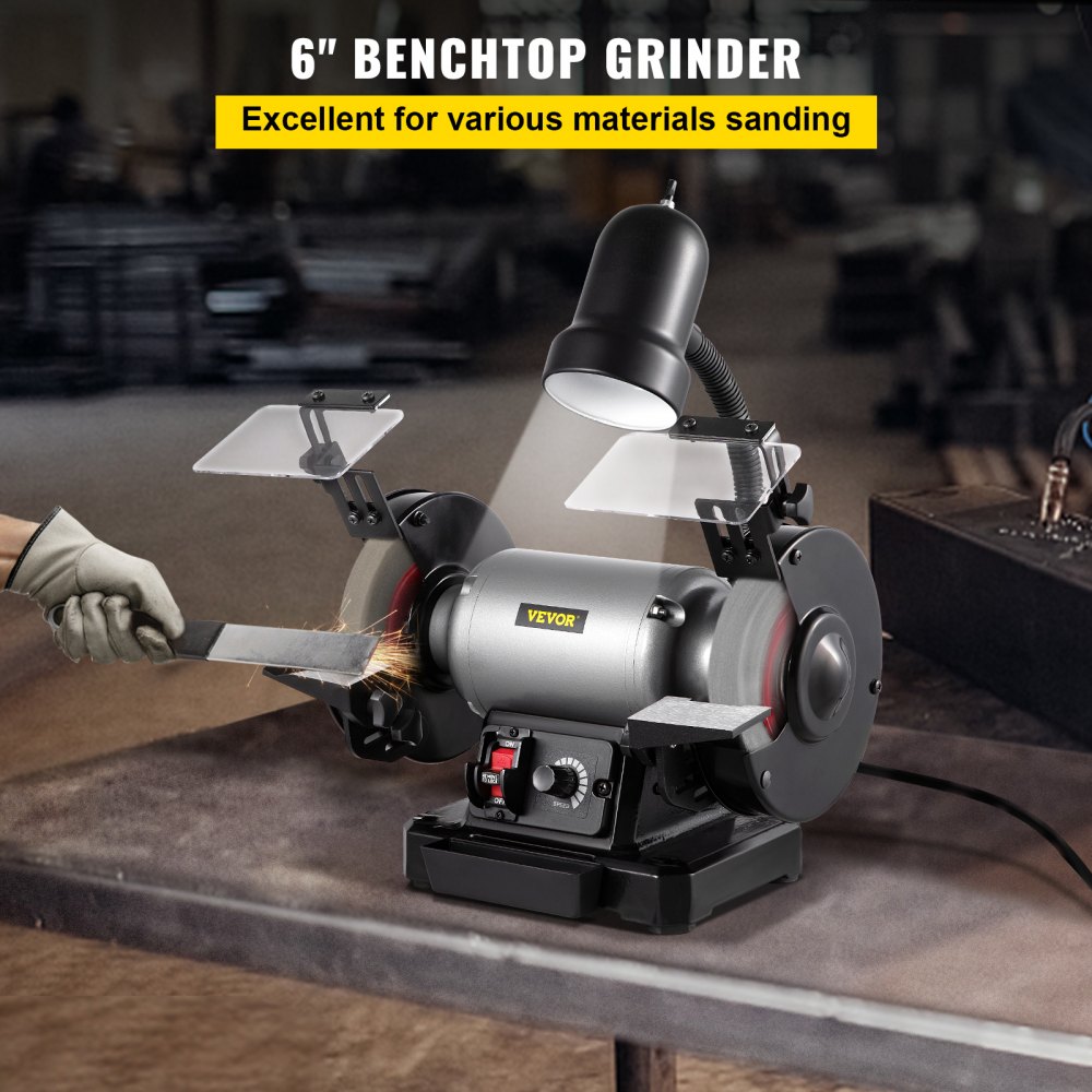 BLACK+DECKER 6-Inch Single Speed Bench Grinder 1/3 HP 11 3/4 Wide