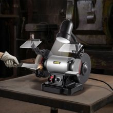 VEVOR 6 inch Bench Grinder, 250W 1/3 HP Motor, Variable-Speed Benchtop Grinder with 3400 RPM and Work Light, Two Types Wheels for Grinding, Sharping and Smoothing