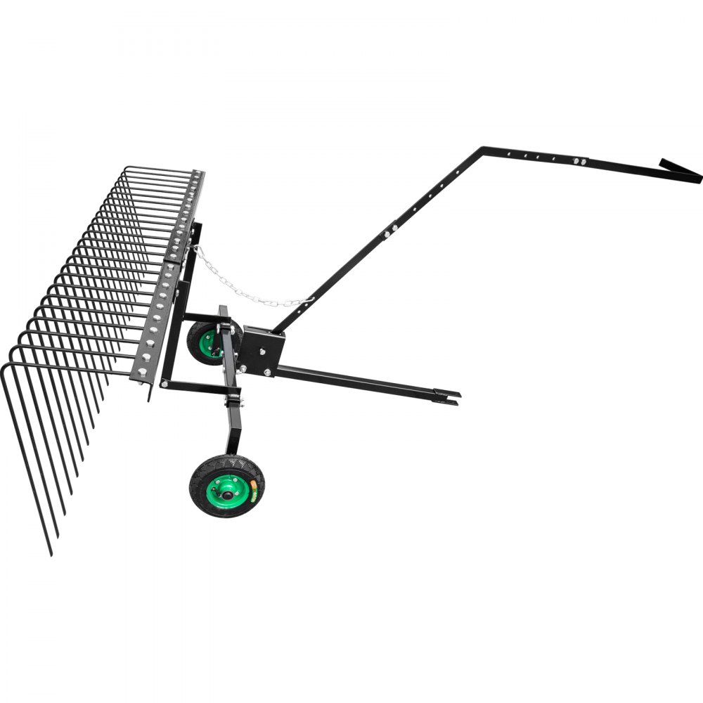 Vevor Pine Straw Rake Landscape Rake 60" For Atv Utv Utility Tractor W/ Wheels