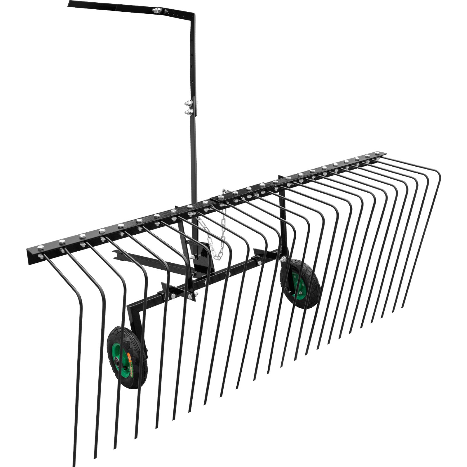 Vevor Pine Straw Rake Landscape Rake 60" For Atv Utv Utility Tractor W/ Wheels