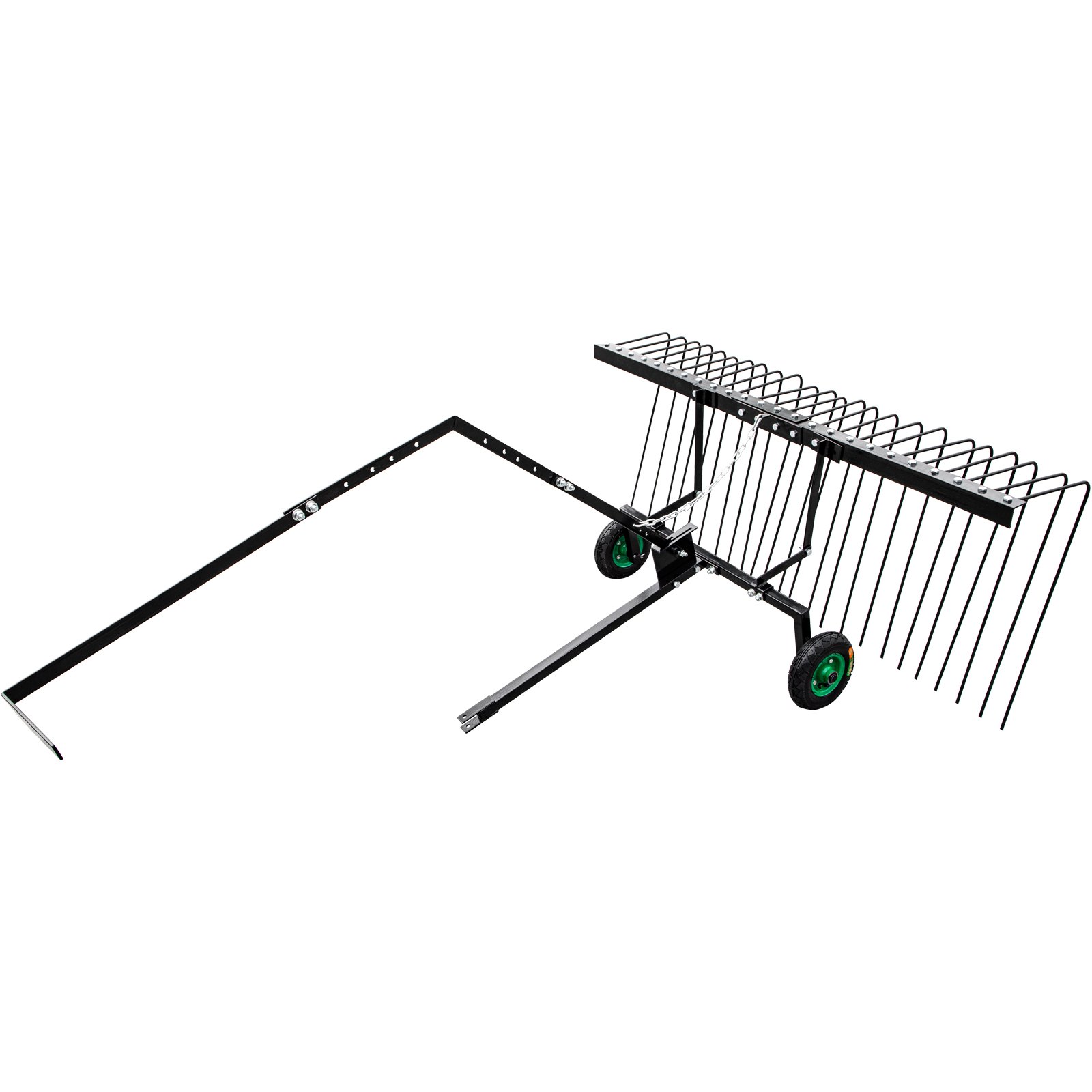 Vevor Pine Straw Rake Landscape Rake 60" For Atv Utv Utility Tractor W/ Wheels