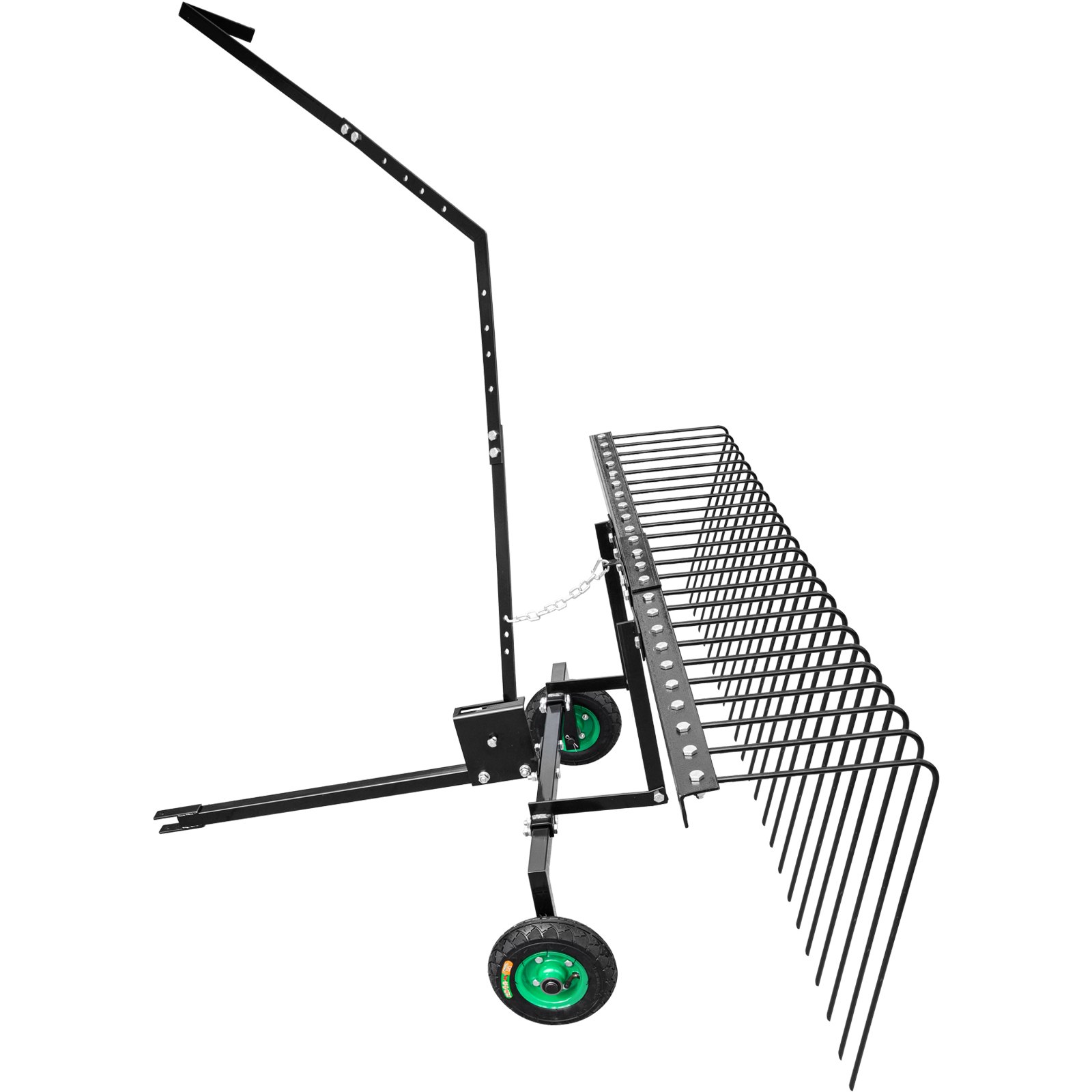 Vevor Pine Straw Rake Landscape Rake 60" For Atv Utv Utility Tractor W/ Wheels