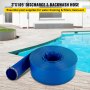 VEVOR utløpsslange, 3\" x 105\', PVC-flatslange, kraftig tilbakespylingsslange med klemmer, værbestandig og bruddsikker, ideell for svømmebasseng og vannoverføring, blå