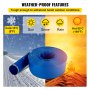 VEVOR Discharge Hose, 3" x 105', PVC Lay Flat Hose, Heavy Duty Backwash Drain Hose with Clamps, Weather-proof & Burst-proof, Ideal for Swimming Pool & Water Transfer, Blue