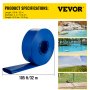VEVOR utløpsslange, 4\" x 105\', PVC-flatslange, kraftig tilbakespylingsslange med klemmer, værbestandig og bruddsikker, ideell for svømmebasseng og vannoverføring, blå