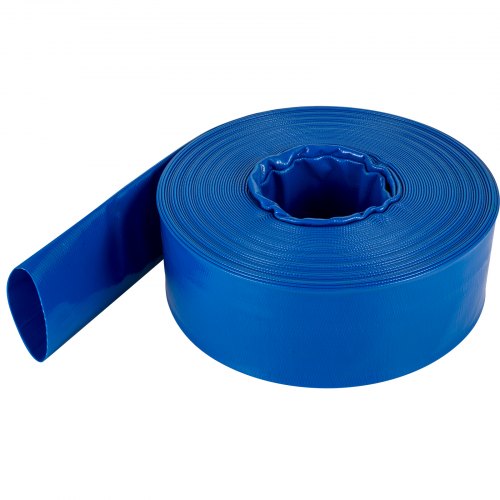 VEVOR Discharge Hose, 3" x 53', PVC Lay Flat Hose, Heavy Duty Backwash Drain Hose with Clamps, Weather-proof & Burst-proof, Ideal for Swimming Pool & Water Transfer, Blue