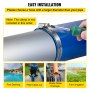 VEVOR Discharge Hose, 3" x 53', PVC Lay Flat Hose, Heavy Duty Backwash Drain Hose with Clamps, Weather-proof & Burst-proof, Ideal for Swimming Pool & Water Transfer, Blue