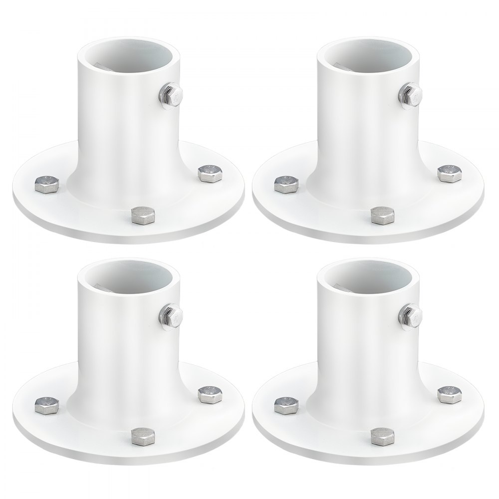 VEVOR Deck Anchor Flange 4 Pack, 1-7/8 in Pool Ladder Deck Mount, Handrail Anchor with Stainless Steel Mounting Hardware, Premium Aluminum Alloy Flange for Inground Swimming Pool Ladder, White