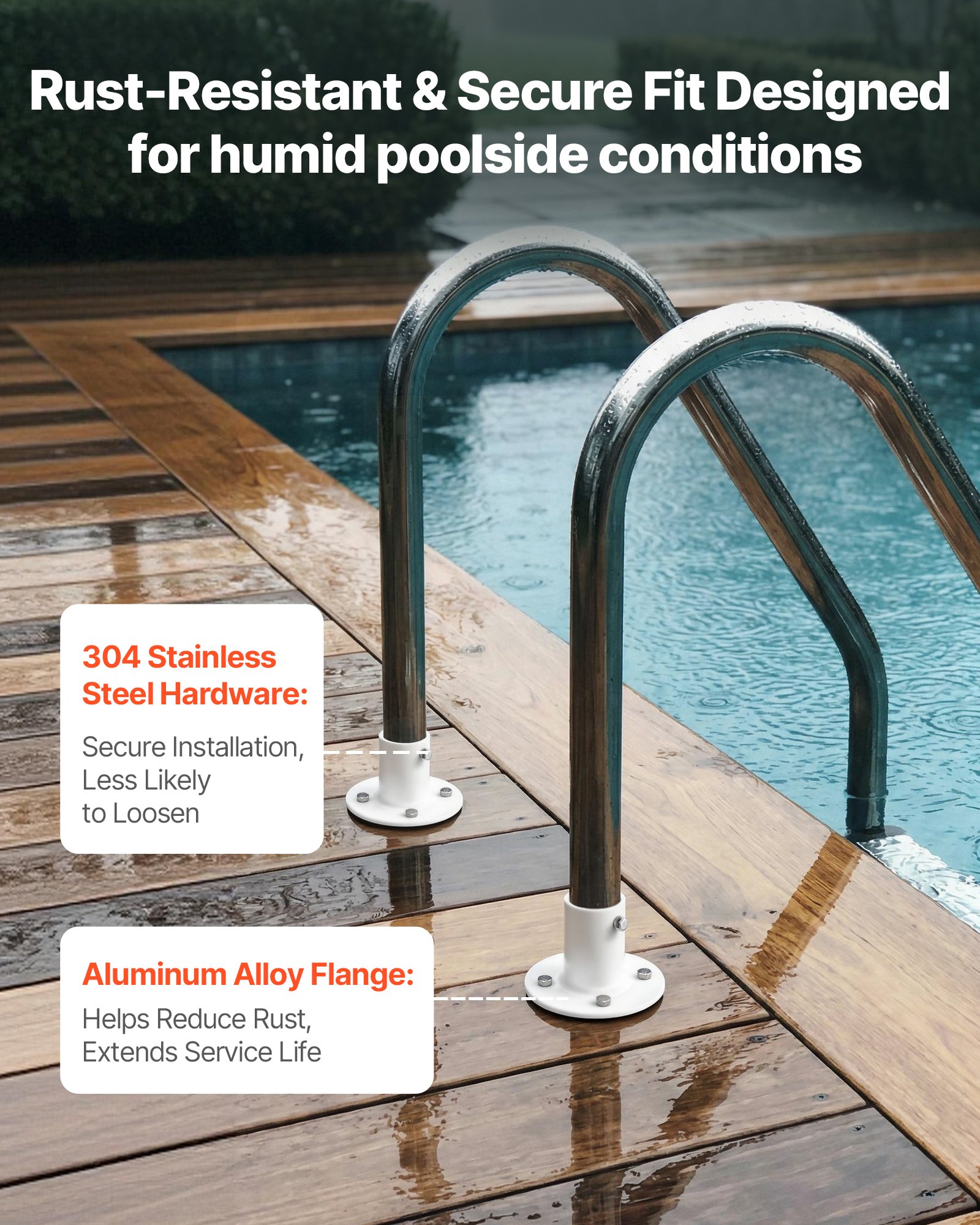 VEVOR Deck Anchor Flange 4 Pack, 1-7/8 in Pool Ladder Deck Mount, Handrail Anchor with Stainless Steel Mounting Hardware, Premium Aluminum Alloy Flange for Inground Swimming Pool Ladder, White
