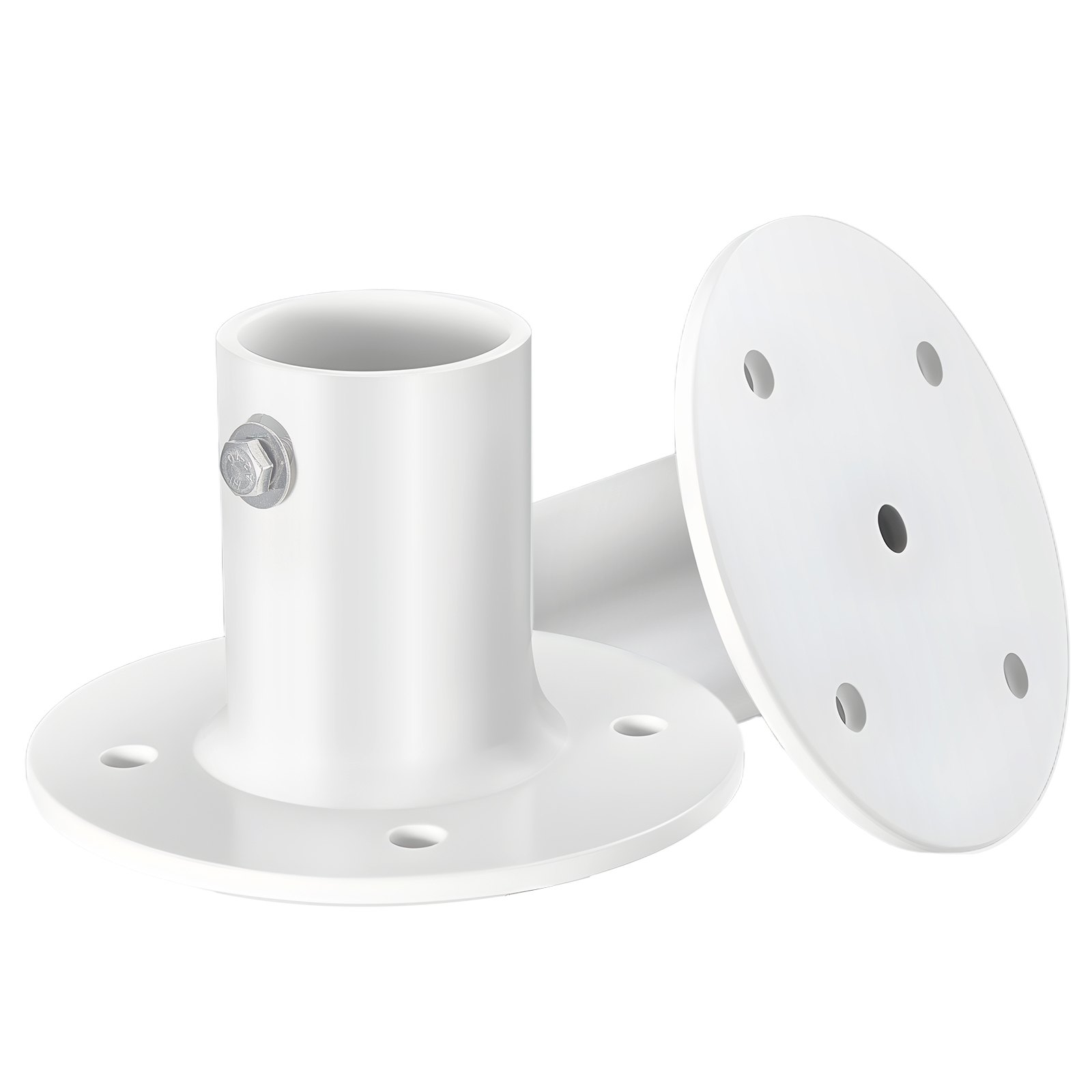 VEVOR Deck Anchor Flange 4 Pack, 1-7/8 in Pool Ladder Deck Mount, Handrail Anchor with Stainless Steel Mounting Hardware, Premium Aluminum Alloy Flange for Inground Swimming Pool Ladder, White