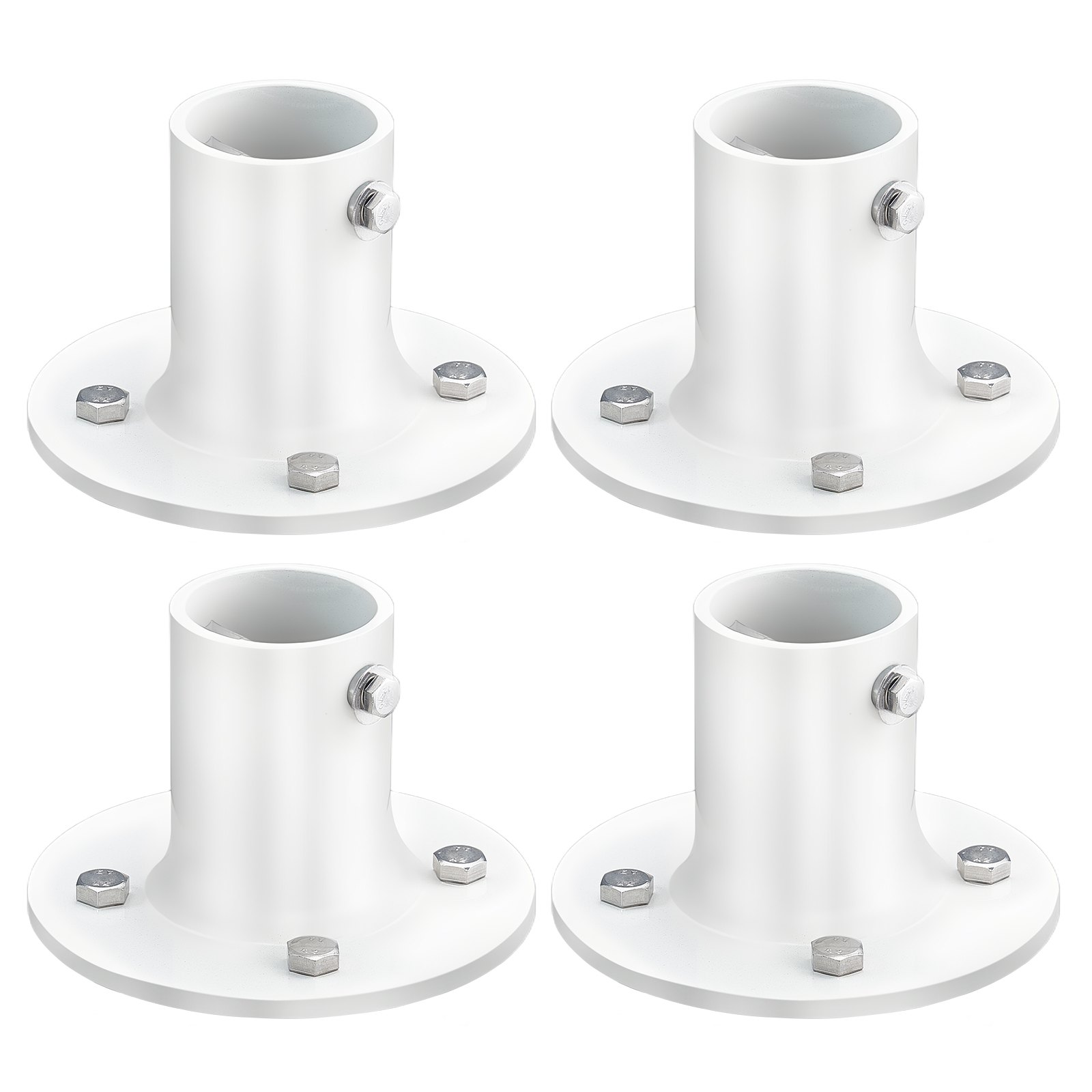 VEVOR Deck Anchor Flange 4 Pack, 1-7/8 in Pool Ladder Deck Mount, Handrail Anchor with Stainless Steel Mounting Hardware, Premium Aluminum Alloy Flange for Inground Swimming Pool Ladder, White