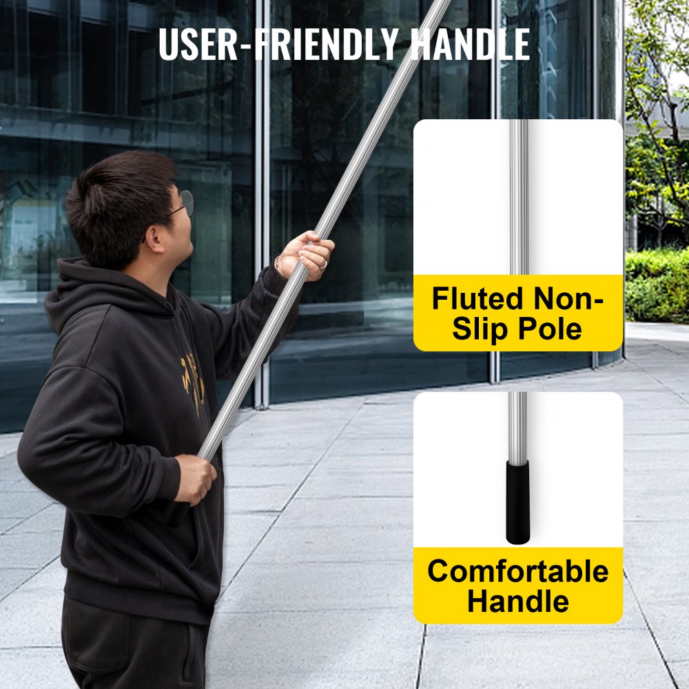 VEVOR Extension Pole, 15 ft Telescoping Pole, Multi-Purpose Telescopic Poles, Aluminum Extendable Handle, Paint Roller Extension Pole for Painting Window Cleaning High Ceiling Dusting Bulb Changing