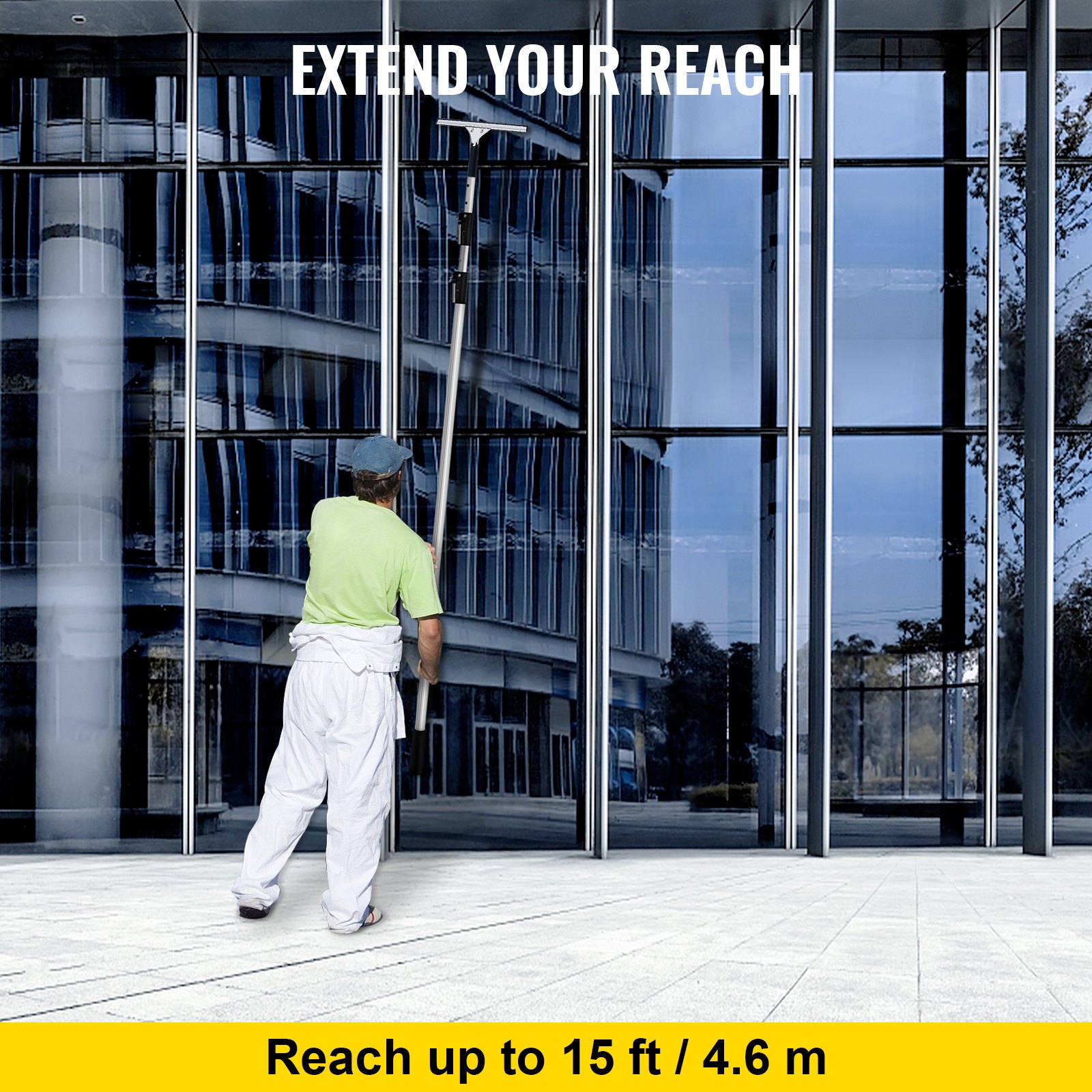 VEVOR Extension Pole, 15 ft Telescoping Pole, Multi-Purpose Telescopic Poles, Aluminum Extendable Handle, Paint Roller Extension Pole for Painting Window Cleaning High Ceiling Dusting Bulb Changing